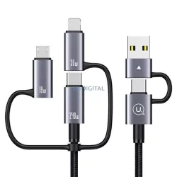   USAMS SJ738 Sufeng Series USB-A/Type-C - Type-C/Lightning/microUSB kábel 240W 2m - szürke