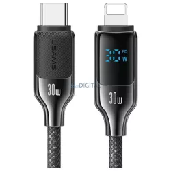   USAMS US-SJ741 HX Series Type-C - Lightning kábel 30W 1.2m - fekete