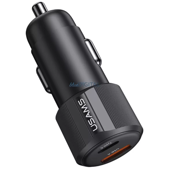 Autótöltő USAMS YT sorozat CC283 60W 1xUSB-A 1xUSB-C fekete