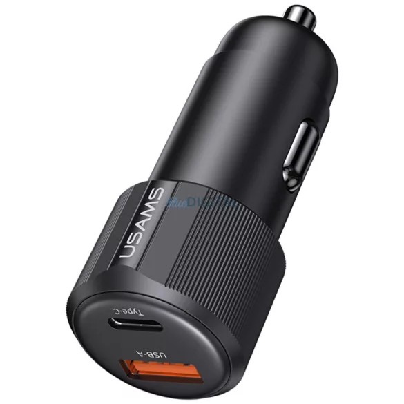 Autótöltő USAMS YT sorozat CC283 60W 1xUSB-A 1xUSB-C fekete