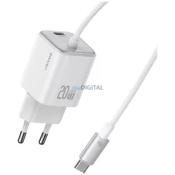   USAMS JC Series CC261 20 W-os GaN mini gyorstöltő, 2xUSB-C, fehér