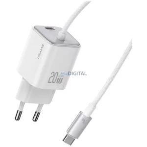 USAMS JC Series CC261 20 W-os GaN mini gyorstöltő, 2xUSB-C, fehér