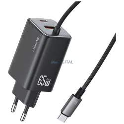   USAMS JC Series CC266 65W GaN gyorstöltő 2xUSB-C 1xUSB-A - fekete