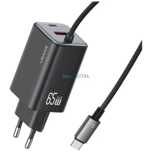 USAMS JC Series CC266 65W GaN gyorstöltő 2xUSB-C 1xUSB-A - fekete
