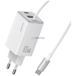   USAMS JC Series CC266 65W GaN gyorstöltő 2xUSB-C 1xUSB-A - fehér