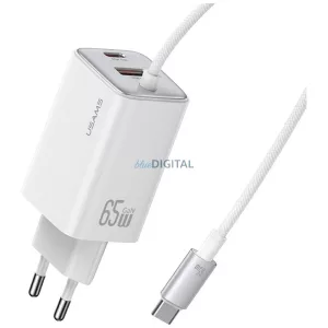 USAMS JC Series CC266 65W GaN gyorstöltő 2xUSB-C 1xUSB-A - fehér