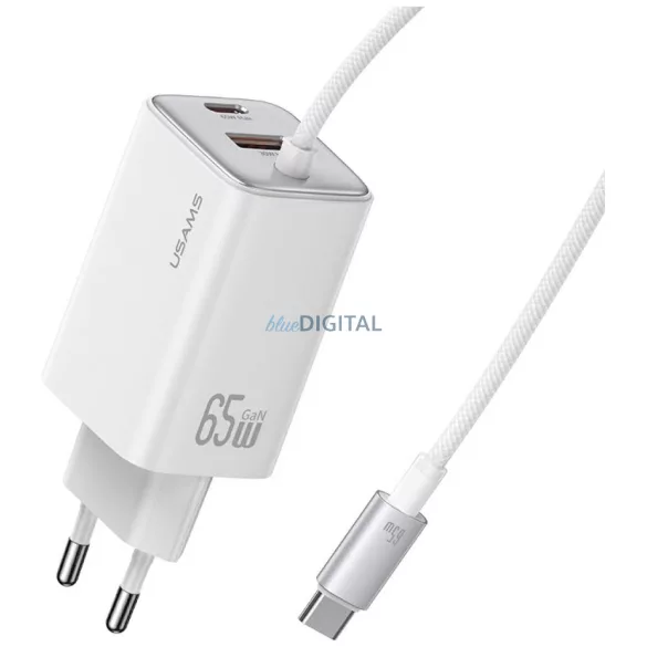 USAMS JC Series CC266 65W GaN gyorstöltő 2xUSB-C 1xUSB-A - fehér