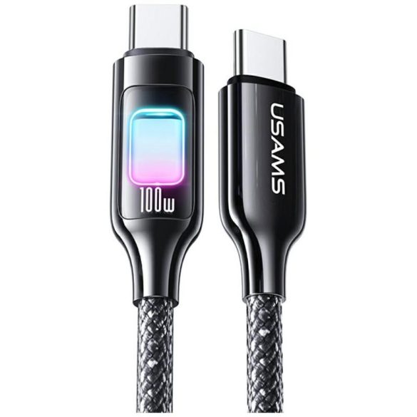 USAMS SJ750 Type-C - Type-C kábel 100W 1.2m - fekete
