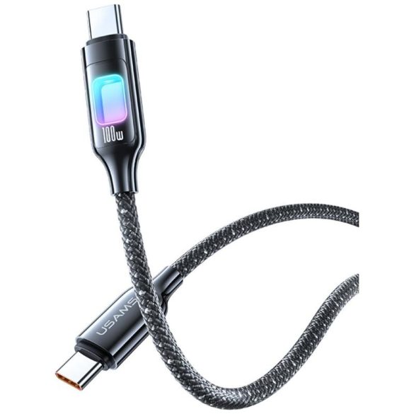 USAMS SJ750 Type-C - Type-C kábel 100W 1.2m - fekete