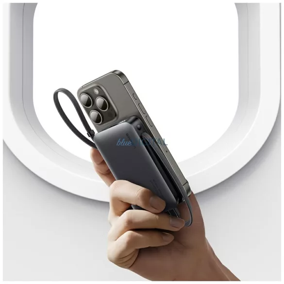 USAMS CD228 XR Series powerbank beépített Type-C és Lightning kábellel 10000mAh 20W - fekete