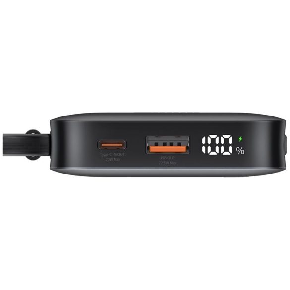 USAMS CD228 XR Series powerbank beépített Type-C és Lightning kábellel 10000mAh 20W - fehér