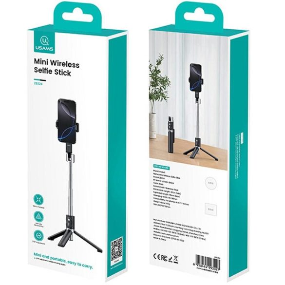 USAMS ZB324 mini vezeték nélküli szelfi tripod - fekete