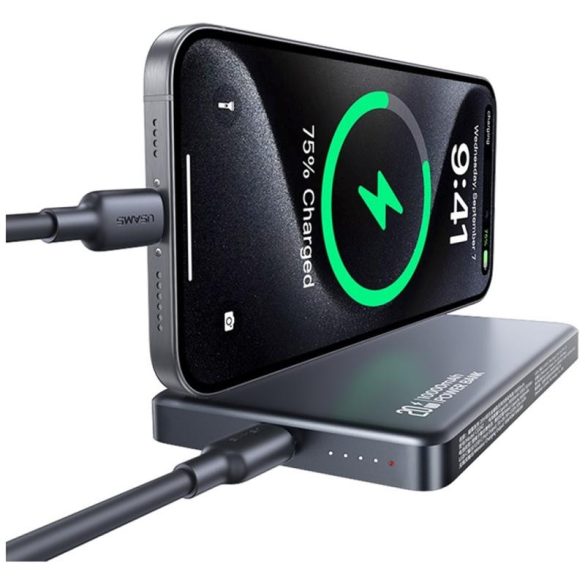 USAMS CD242 CY Series MagSafe-kompatibilis powerbank 10000mAh 20W - szürke