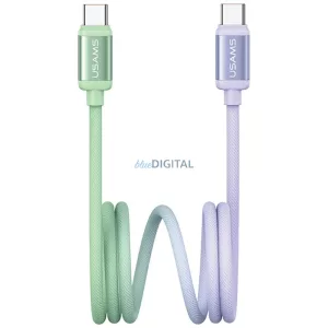 Kábel USAMS Bicolor Series SJ756 PD 60W USB-C/USB-C 1.2m zöld és lila színű kábel