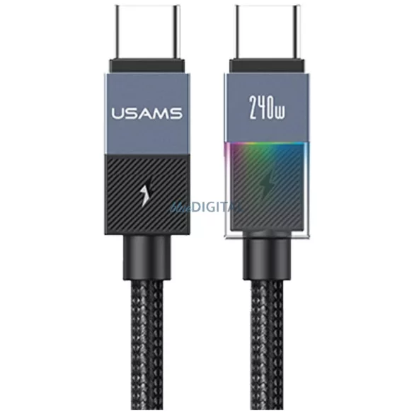 USAMS SJ777 kábel PD 240W USB-C/USB-C 1.2m - acélszürke