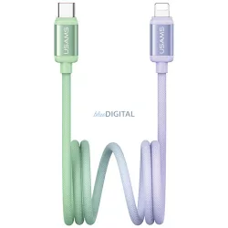   Kábel USAMS Bicolor Series SJ757 PD 30W USB-C/Lightning 1.2m zöld és lila színben