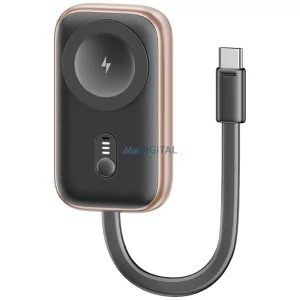 Induktív töltő Apple Watch Usams CD245 2 1-ben 1200mAh powerbankkal + USB-C kábellel fekete-bronz színű