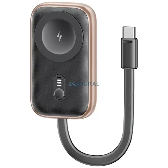 Induktív töltő Apple Watch Usams CD245 2 1-ben 1200mAh powerbankkal + USB-C kábellel fekete-bronz színű