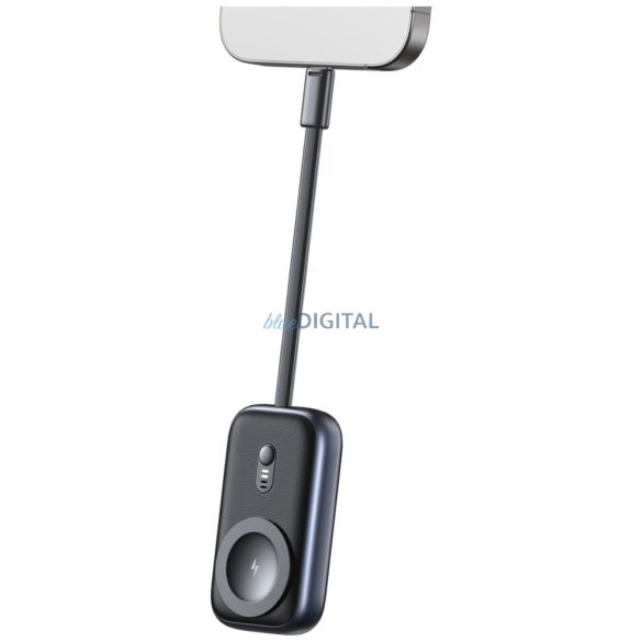 induktív töltő Apple Watch Usams CD245 2 1-ben 1200mAh powerbankkal + USB-C kábel titánium