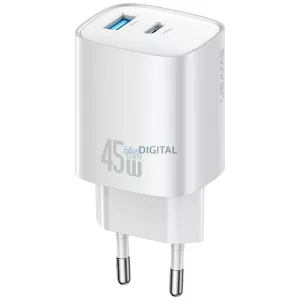 USAMS CC290 T66 45W GaN hálózati töltő 1xUSB-A 1xUSB-C - ezüst