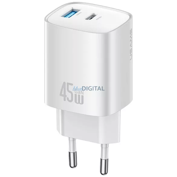USAMS CC290 T66 45W GaN hálózati töltő 1xUSB-A 1xUSB-C - ezüst