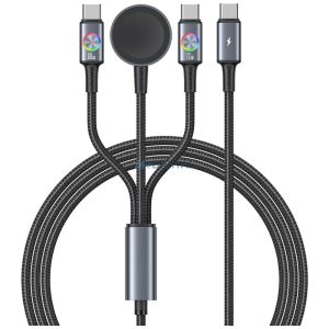 Kábel USAMS Huan sorozat SJ754 72W USB-C USB-C + USB-C + USB-C + vezeték nélküli óra töltő