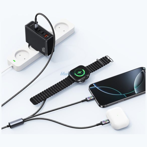 Kábel USAMS Huan sorozat SJ754 72W USB-C USB-C + USB-C + USB-C + vezeték nélküli óra töltő