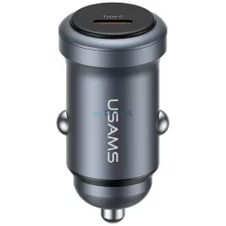  USAMS CC321 autós töltő, alumínium, 30 W, PD, USB-C, matt felület