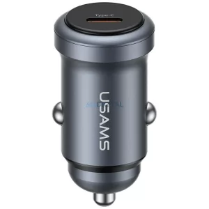 USAMS CC321 autós töltő, alumínium, 30 W, PD, USB-C, matt felület