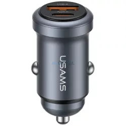   USAMS CC322 30W autós töltő 1xUSB-A 1xUSB-C - acélszürke