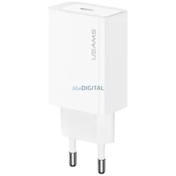 USAMS T69 30 W-os USB-C fali töltő, fehér