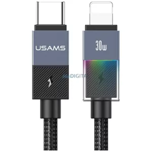 USAMS SJ776 kábel PD 30W USB-C/Lightning 1.2m - acélszürke