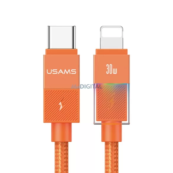 USAMS U93 kábel 30W USB-C - Lightning 1.2m - narancssárga