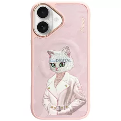   Nimmy mágneses, divatos, aranyos kisállat-tok     MagSafe az iPhone 16, rózsaszín