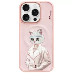   Nimmy mágneses, divatos, aranyos kisállat-motívumú tok     MagSafe az iPhone 16 Pro Max, rózsaszín