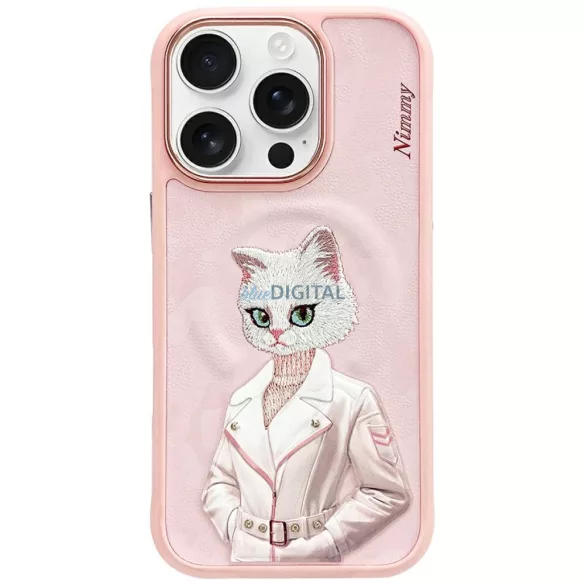 Nimmy mágneses, divatos, aranyos kisállat-motívumú tok     MagSafe az iPhone 16 Pro Max, rózsaszín