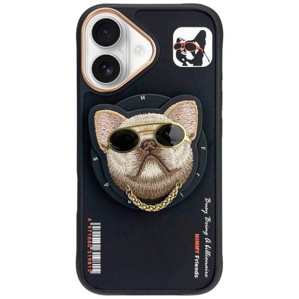 Nimmy Glasses Cool Dog MagSafe-kompatibilis tok iPhone 16 - fekete