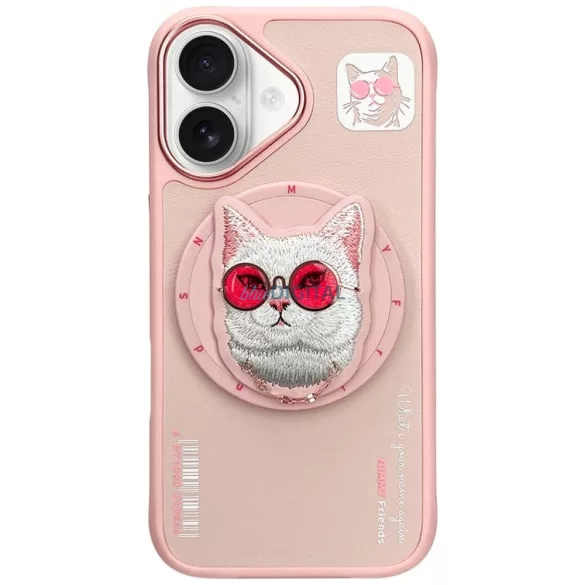 Nimmy Glasses Cool Cat MagSafe-kompatibilis tok iPhone 16 - rózsaszín