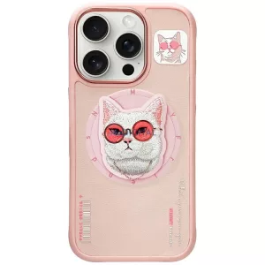 Nimmy Glasses Cool Cat MagSafe-kompatibilis tok iPhone 16 Pro Max - rózsaszín