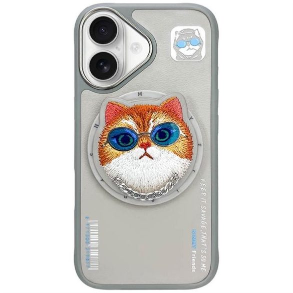 Nimmy Glasses Cool Cat MagSafe-kompatibilis tok iPhone 16 - szürke