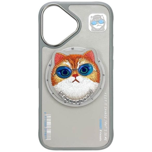 Nimmy Glasses Cool Cat MagSafe-kompatibilis tok iPhone 16 - szürke