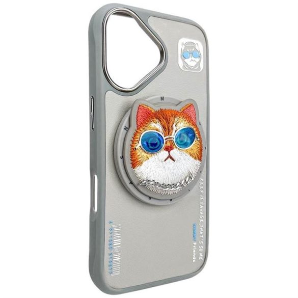 Nimmy Glasses Cool Cat MagSafe-kompatibilis tok iPhone 16 - szürke