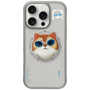 Nimmy Glasses Cool Cat MagSafe-kompatibilis tok iPhone 16 Pro - szürke