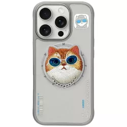   Nimmy Glasses Cool Cat MagSafe-kompatibilis tok iPhone 16 Pro Max - szürke