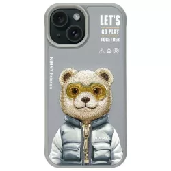 Nimmy Cool&Cute 2.0 Bear tok iPhone 15 - szürke