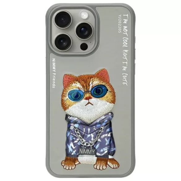 Nimmy Glasses Cool Cat tok iPhone 15 Pro - szürke