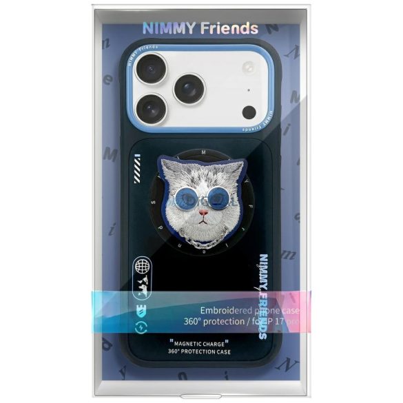 Nimmy Glasses Cool Cat MagSafe-kompatibilis tok iPhone 17 - fekete-kék