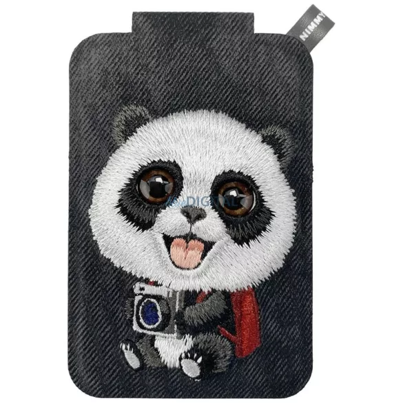 Nimmy New Big Eyed Cute Pets 2.0 Panda mágneses telefon pénztárca-állvány - fekete