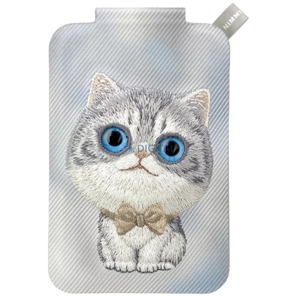 Nimmy New Big Eyed Cute Pets 2.0 Cat mágneses telefon pénztárca-állvány - szürke