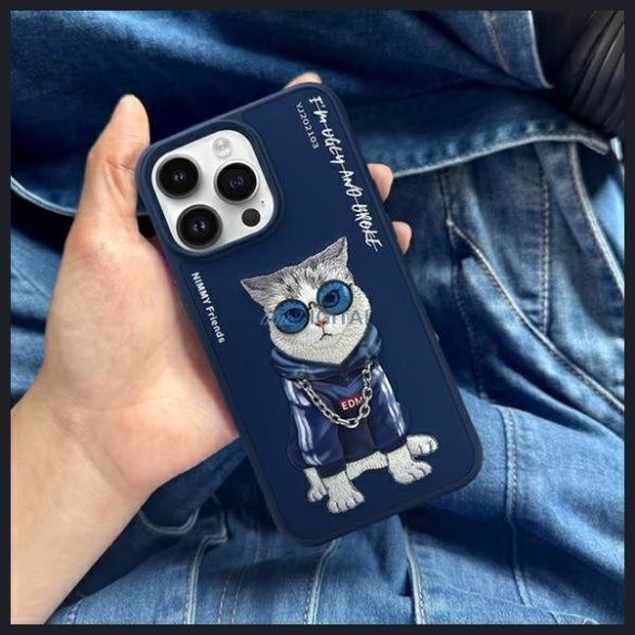 Nimmy Glasses Cool Cat tok iPhone 15 Pro - kék